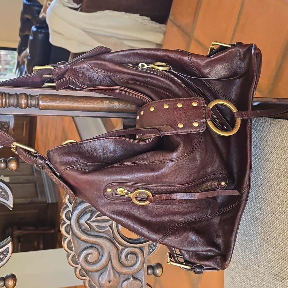 Via Spiga Brown Cow Leather Slouchy Hobo Bag